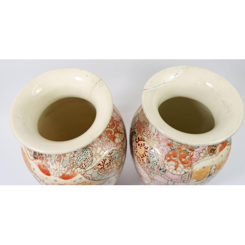 153 - A pair of late Japanese satsuma vases, 30cm