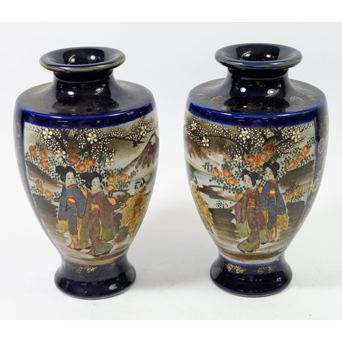 156 - A pair of Japanese late satsuma vases, 20cm