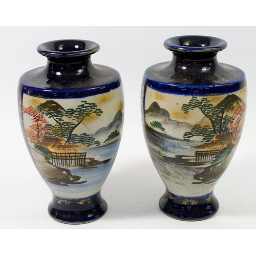 156 - A pair of Japanese late satsuma vases, 20cm