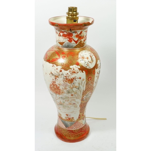 161 - A Japanese Kutani vase converted to a table lamp, 36cm