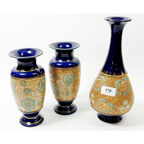 170 - A pair of Royal Doulton Slaters Patent vases, 20cm and one other