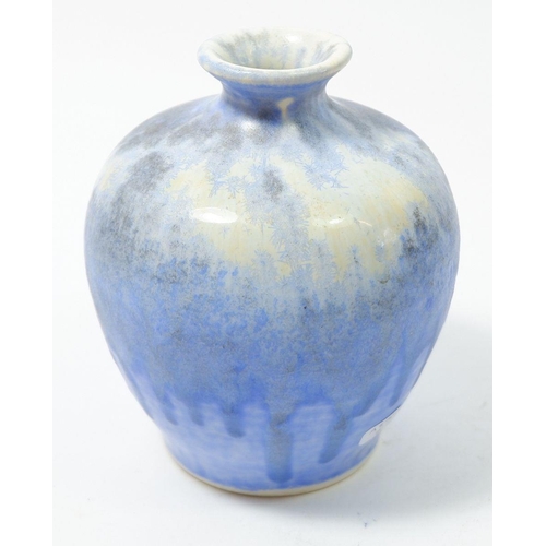 174 - A Ruskin pale blue Crystaline glaze vase, 11.5cm