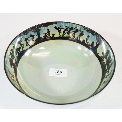 186 - A Titania Ware lustre bowl decorated dancing children 20cm diameter