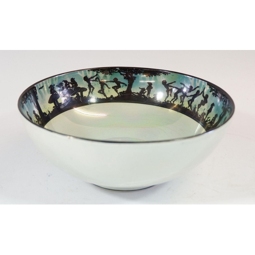 186 - A Titania Ware lustre bowl decorated dancing children 20cm diameter