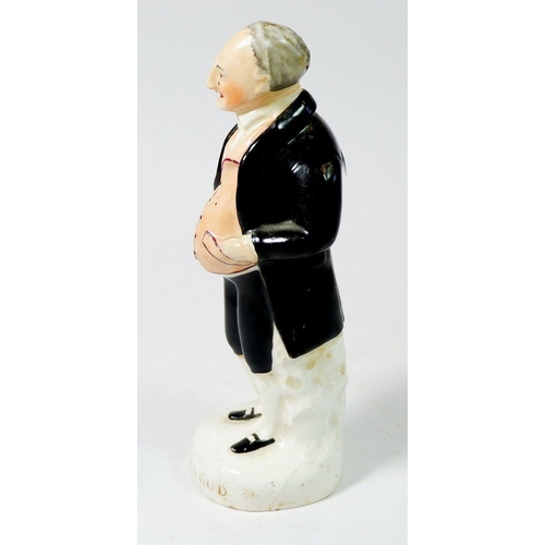 199 - A Staffordshire figure of Jemmy Wood with coral pink waistcoat, 19cm