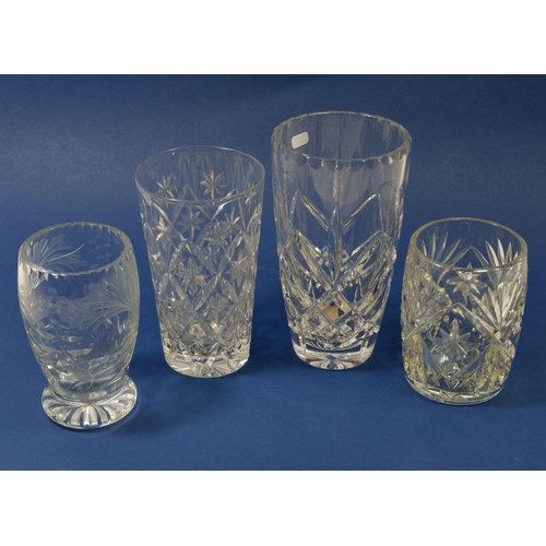 236 - Four cut glass vases, tallest 18cm