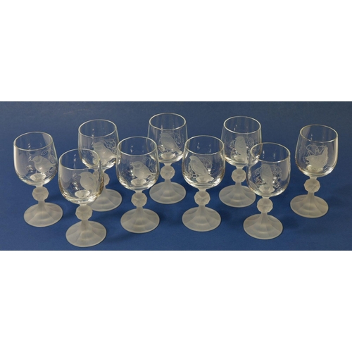 237 - A set of nine Portmerion Birds drinking glasses