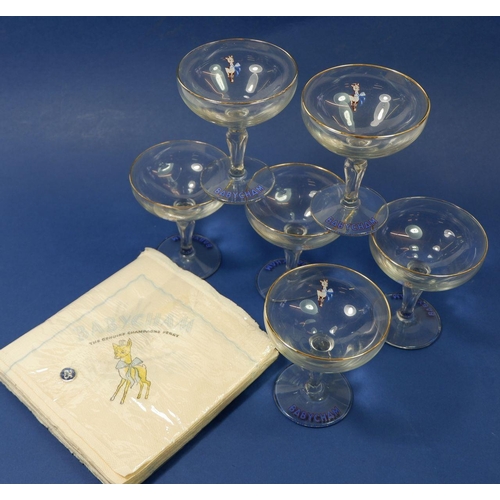 239 - A set of six Babycham glasses and napkins