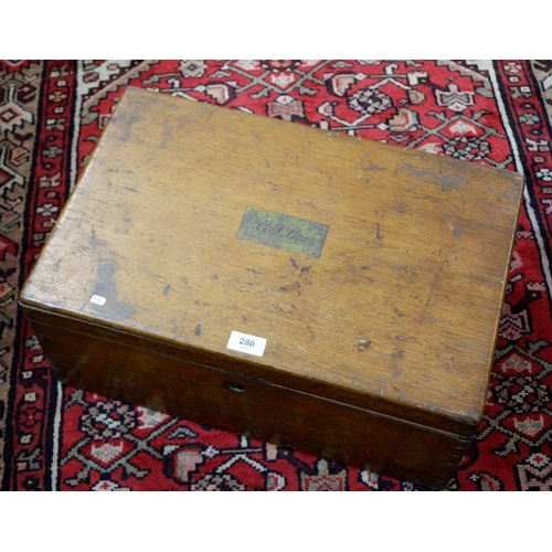 280 - A 19th century oak cutlery box, 51cm wide