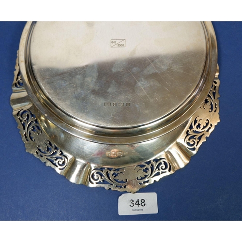 348 - A silver salver engraved armorial, 276g, 20cm diameter by Historical Heirlooms Ltd. Birmingham 1971 ... 