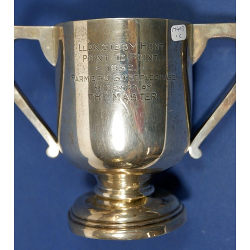 349 - A silver trophy cup for Llangibby Hunt Farmers Steeple Chase, 300g by S Blanckensee and Son Ltd, Che... 