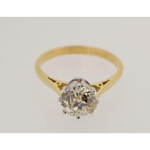 432 - An 18 carat gold large solitaire diamond ring approx 1.75cts, size P