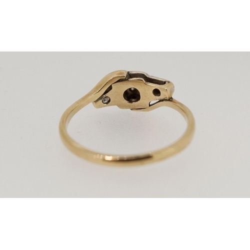 437 - An Edwardian 9 carat gold and platinum ring illusion set chip diamonds, 2.8g, size O