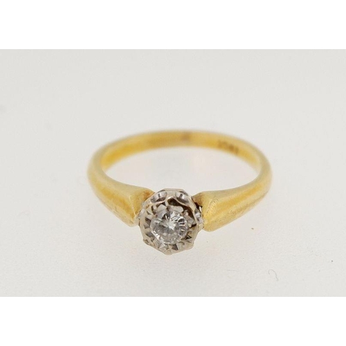 441 - An 18 carat gold diamond solitaire ring, 2.8g, size I