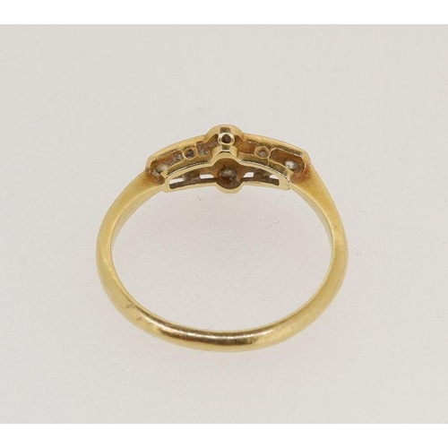 460 - An Edwardian 18 carat gold and platinum set diamond ring with original box, 2g, size K