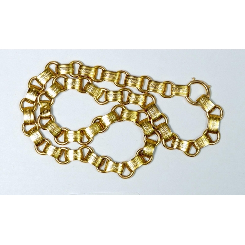 524 - A Victorian 15ct gold necklace with rectangular and circular links, 42cm, 31g