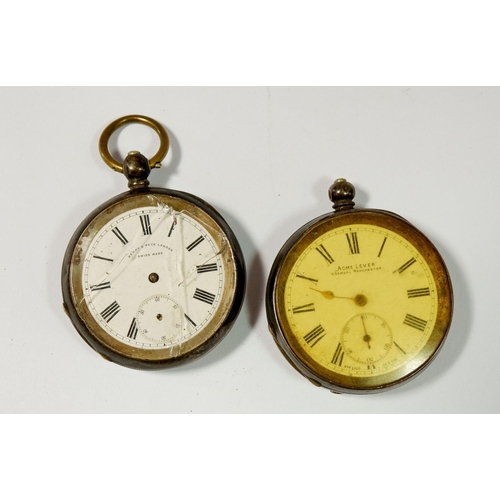 662 - Two 935 silver pocket watches by Acme & Henry Peck - a/f