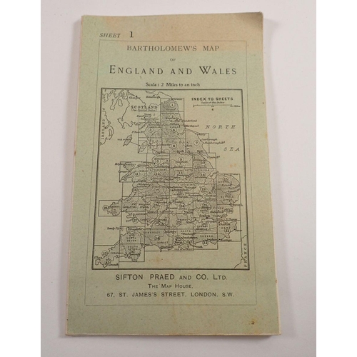 677 - A circa 1930's complete set of 37 cloth backed Bartholomews road maps for England and Wales by Sifto... 