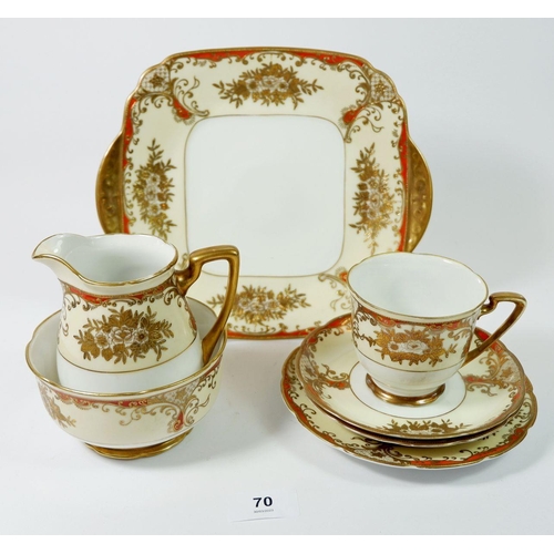 70 - A Meito porcelain tea service comprising: eight cups and saucers, eight tea plates, milk, sugar and ... 