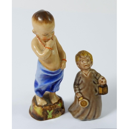 76 - A Royal Worcester figure of a boy 'Burmah' 12cm and a Wade figure of a boy, 7.5cm