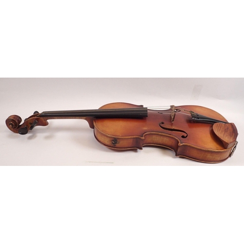 790 - An early 20th century violin in wooden case, 14