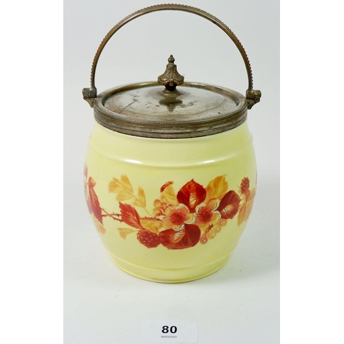 80 - A Wedgwood biscuit barrel with silver plated lid