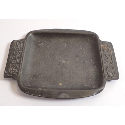 814 - A Tudric pewter pin tray designed by Archibold Knox, No. 01263 made by Solkets, 13 x 10cm