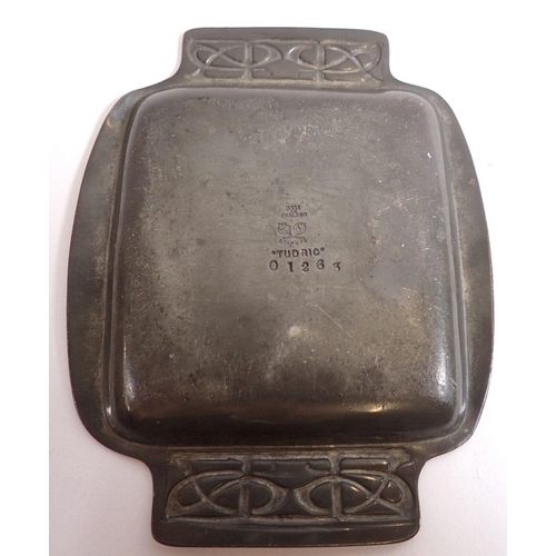 814 - A Tudric pewter pin tray designed by Archibold Knox, No. 01263 made by Solkets, 13 x 10cm