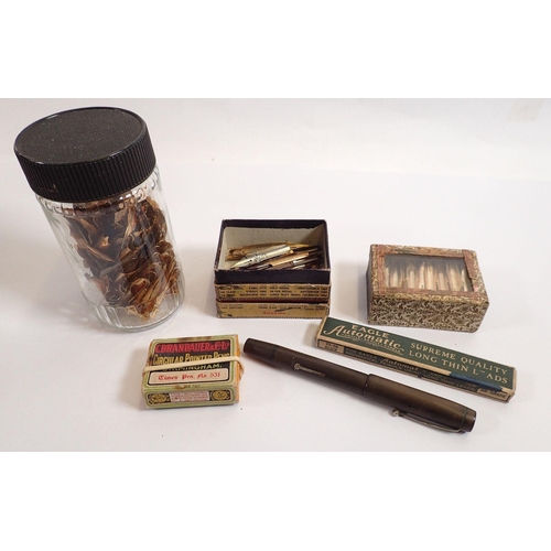 837 - An antique fountain pen and an 'Eagles Automatic' leads box and part contents and a large quantity o... 