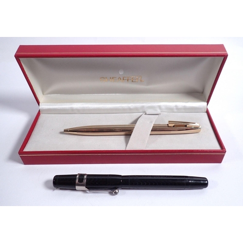 839 - A Swan 'self filler' fountain pen and a Sheaffer ball point pen, boxed