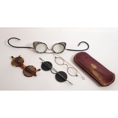 845 - A collection of various antique spectacles and other glasses one with fitted leather pouch