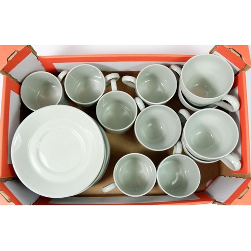 88 - A Wedgwood green set of six coffee cups, five tea cups and twelve saucers