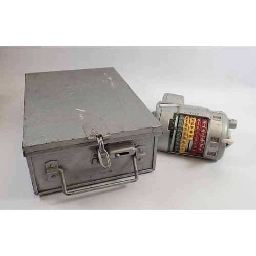 894 - Two Almex bus conductor ticket machines, one in metal case