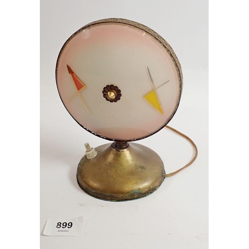 899 - A 1950's French vintage small circular glass table lamp, 18cm tall