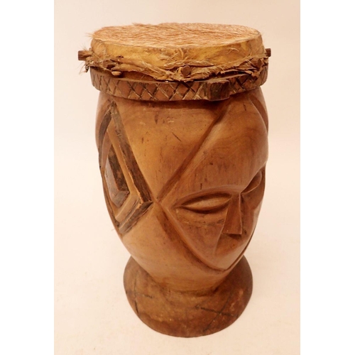 940 - An African wood and skin drum, 46cm