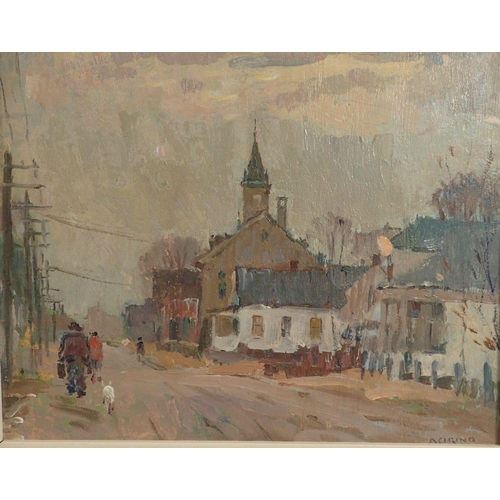 978 - Antonio Cirino (1889-1983) - oil on board 'A Street Scene in East Providence' 24x 19cm