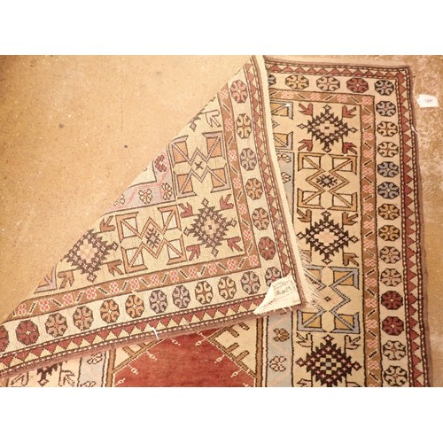 1247 - A Turkish geometrical rug with cream ground, 200 x 112cm, with original certificate