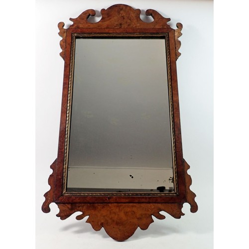 1339 - A George II walnut wall mirror, 64 x 36cm