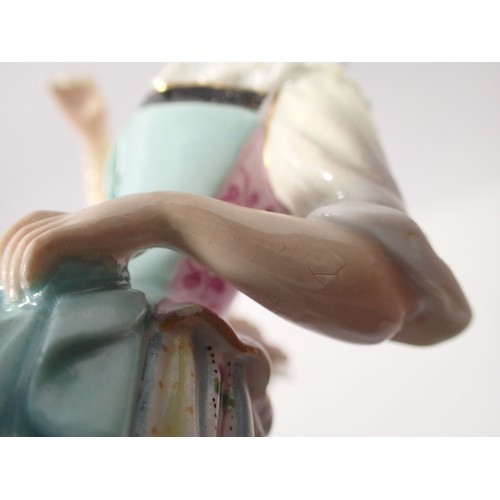 200 - A 19th century Meissen porcelain Cris de Paris figure of a pastry seller, 19cm tall, blue crossed sw... 