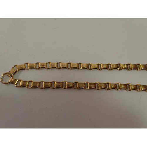 524 - A Victorian 15ct gold necklace with rectangular and circular links, 42cm, 31g