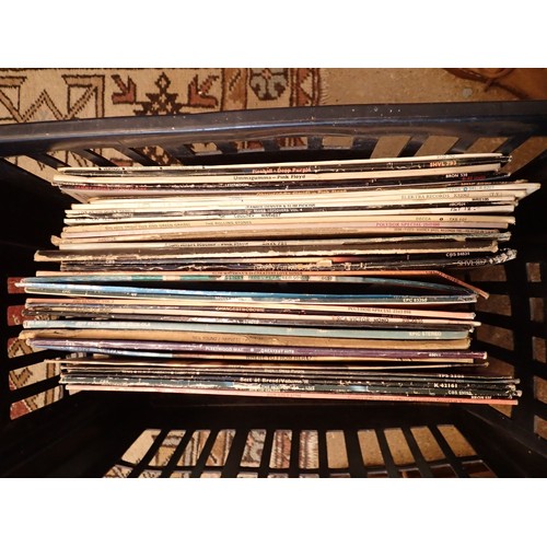 1100 - A box of old LP records including Rolling Stones, Pink Floyd etc.