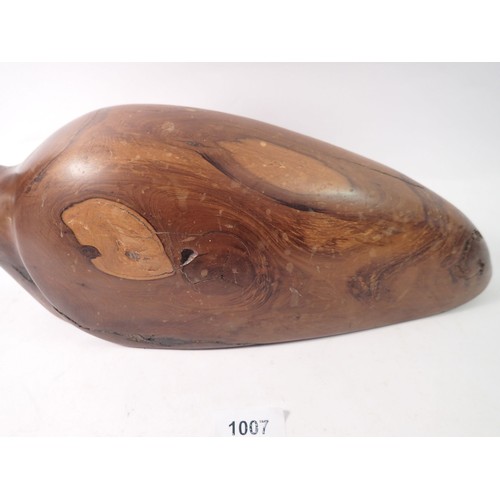 1007 - A large carved wood Ibis, 55cm long including beak