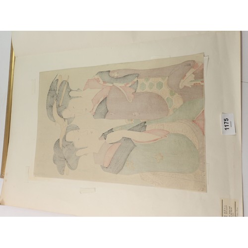 1175 - A Japanese woodblock print of two Geisha women by Eishosai Choki - unframed, 38 x 25cm