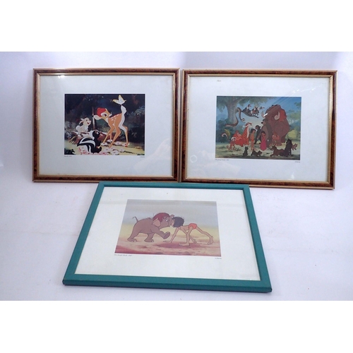 1058 - Three Disney prints from Jungle Book and Bambi, 18 x 24cm