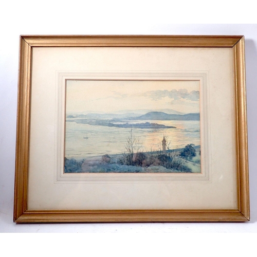 1069 - Mable Rainsford - watercolour 'Sunset From The Beacons' Exmouth, 16 x 24cm