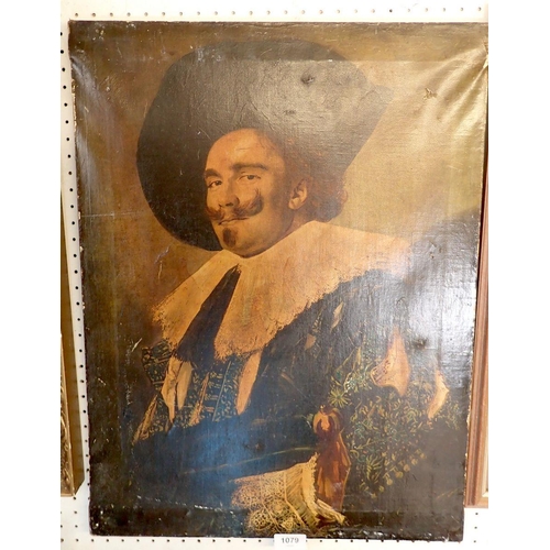 1079 - An oileograph of The Laughing Cavalier after Frans Hals, 60 x 45cm