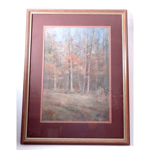 1081 - Helen Sladen - pastel trees in landscape, 40 x 28cm