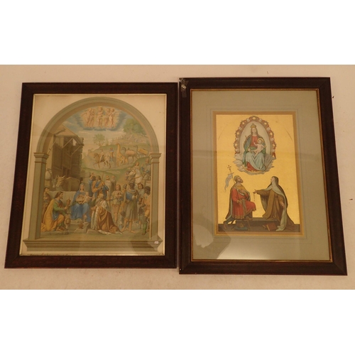 1086 - Two Arundel religious prints, one with labels for Frost & Reed and the previous owner William Carneg... 