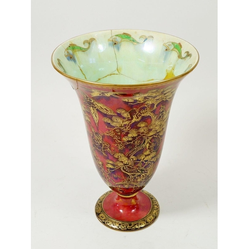 110 - A Wedgwood Raspberry Fairyland Lustre vase a/f, 21.5cm tall