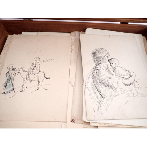 1100 - A large collection of pencil sketches and ephemera by Daphne Allen plus nine books, booklets and exh... 